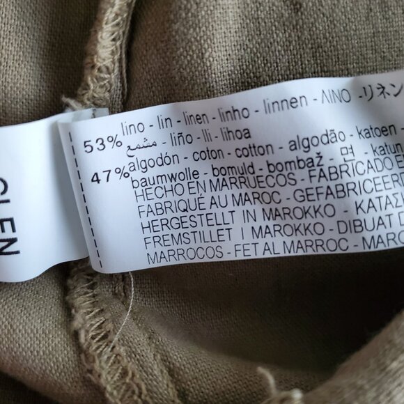 ZARA Rustic Pinafore Dress Overall Jumper Linen Blend Light Olive Green Size S - Picture 16 of 16